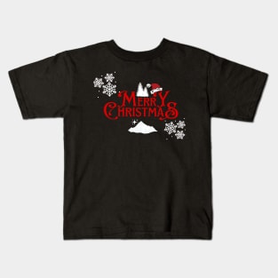 Merry Christmas Snowflakes Santa Hat Design Kids T-Shirt